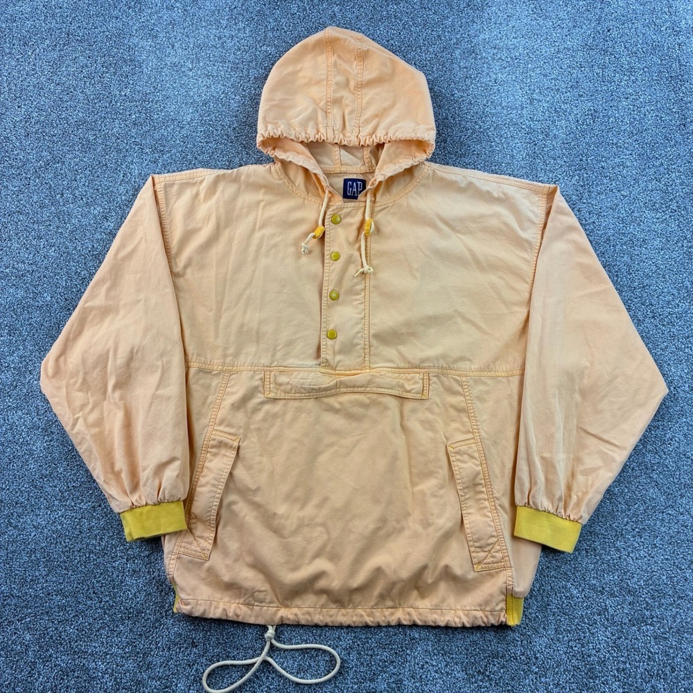 Vintage GAP Anorak Jacket Mens XL Pastel Orange Military Pullover Windbreaker‎
